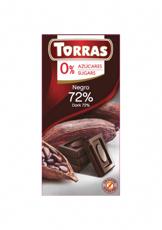 chocolate negro 72 cacao sin azúcar