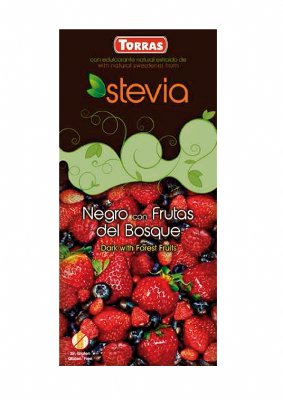chocolate negro con frutos del bosque con stevia