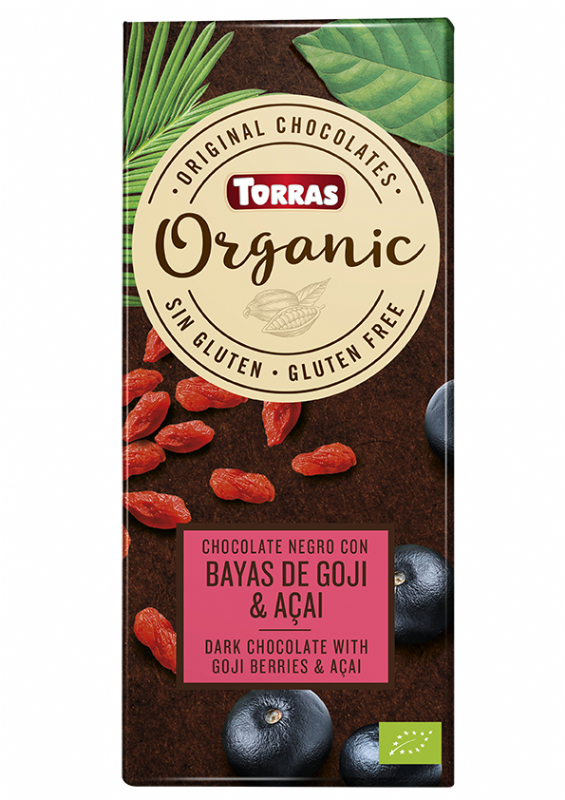 chocolate negro con bayas de goji y acai bio
