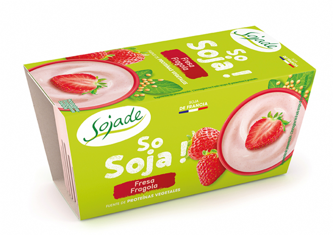 yogur de soja con fresa bio, 2 x 100 g