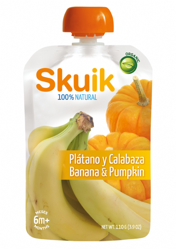 puré con plátano y calabaza bio