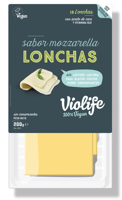 lonchas veganas sabor mozzarella