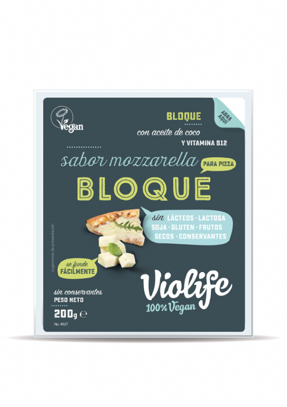 bloque vegano para pizza sabor mozzarella