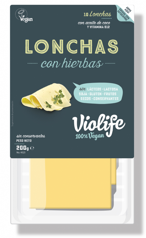 lonchas veganas sabor queso a las finas hierbas