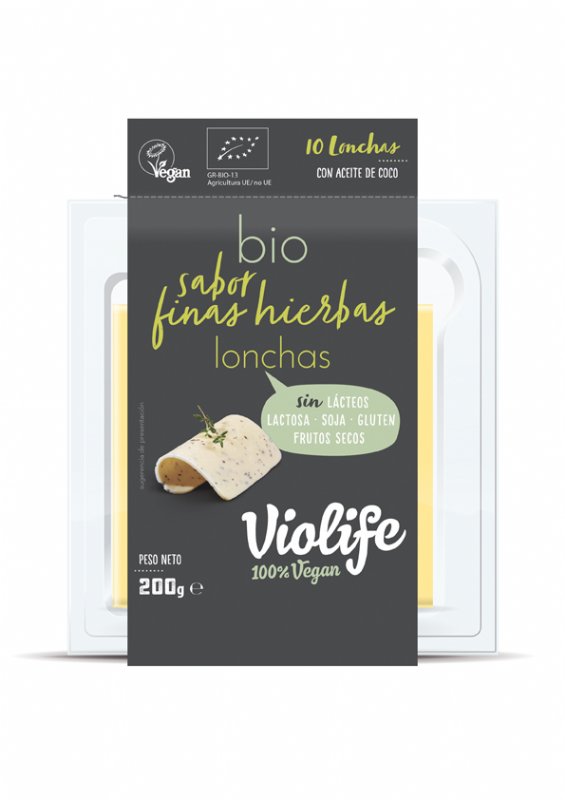 lonchas veganas sabor queso a las finas hierbas bio