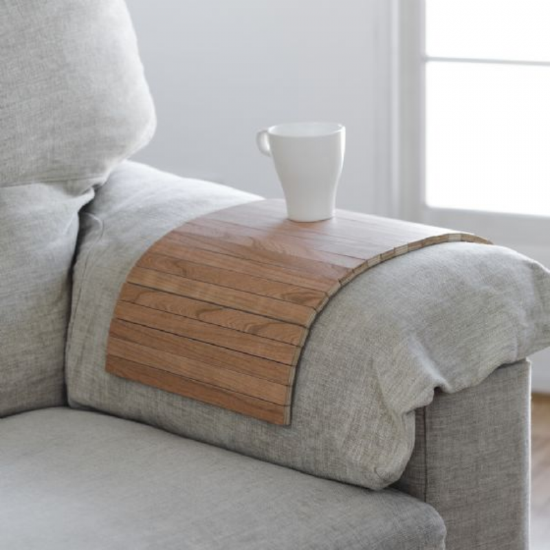 bandeja madera para brazo sofá, madera cerezo