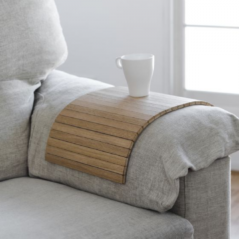 bandeja madera para brazo sofá, madera roble