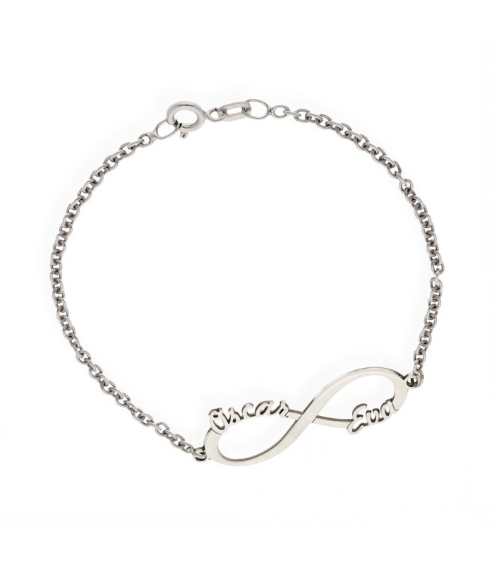 pulsera personalizada infinito con nombres plata