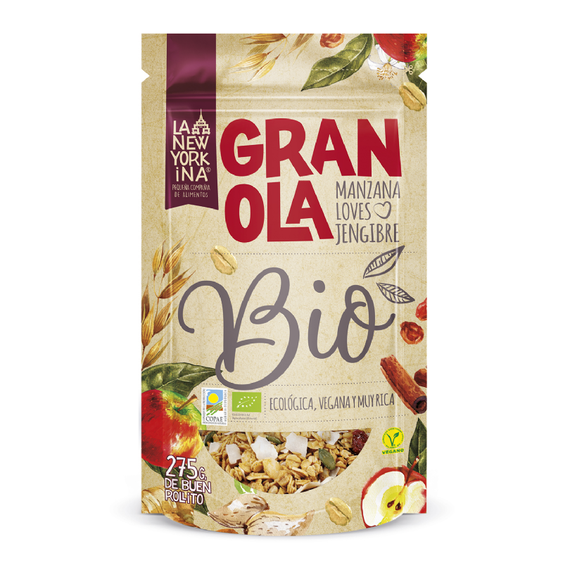 granola ecológica manzana loves jengibre 275 gr.