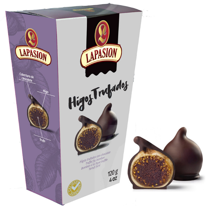 higos trufados cubiertos de chocolate  | calidad suprema | 120 g x 4 estuches