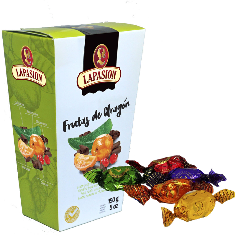 frutas de aragón bañadas en cobertura de chocolate | calidad suprema | 150 g x 4 estuches