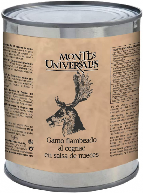 gamo flambeado al cognac en salsa de nueces montes universales (865g)