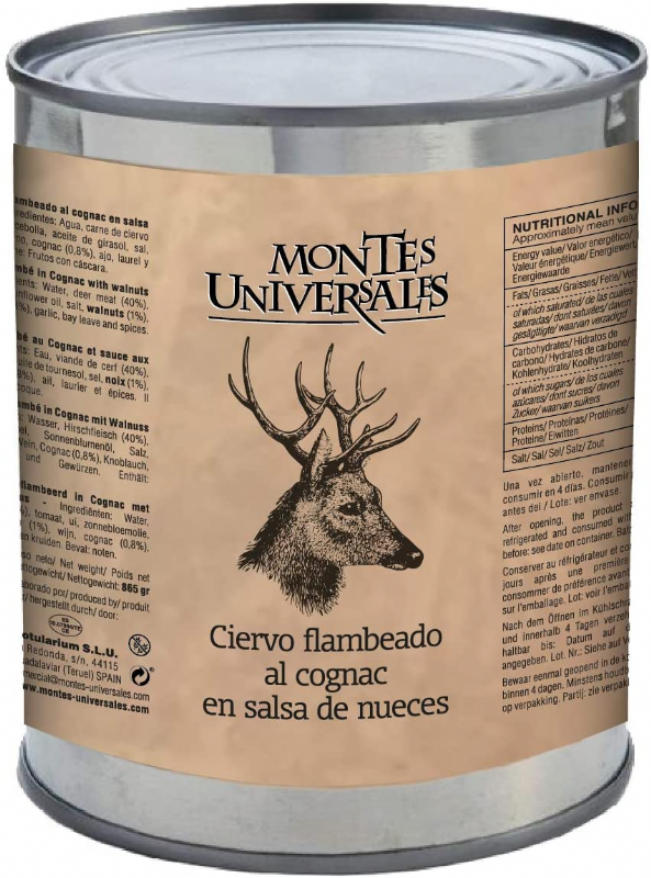 ciervo flambeado al cognac en salsa de nueces montes universales (865g)
