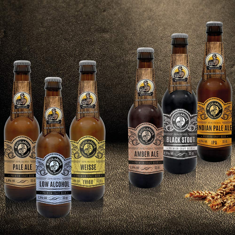 cerveza artesana botularium variada: 2 unidades de 6 cervezas distintas (12x33cl)