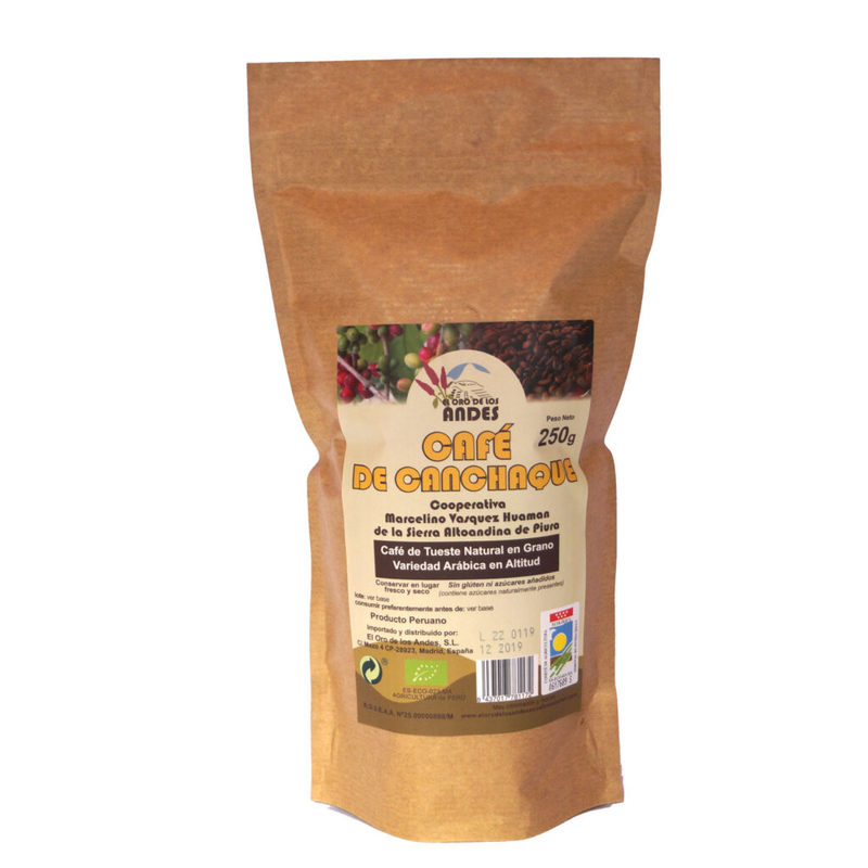 café de tueste natural en grano 250 g café de canchaque