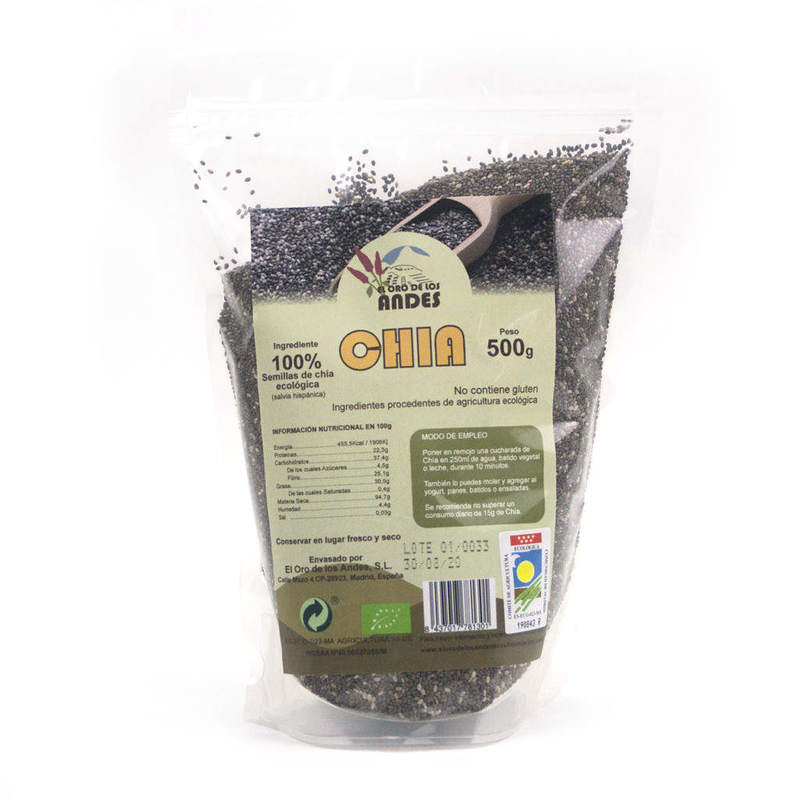 chia ecológica en grano 500 gramos