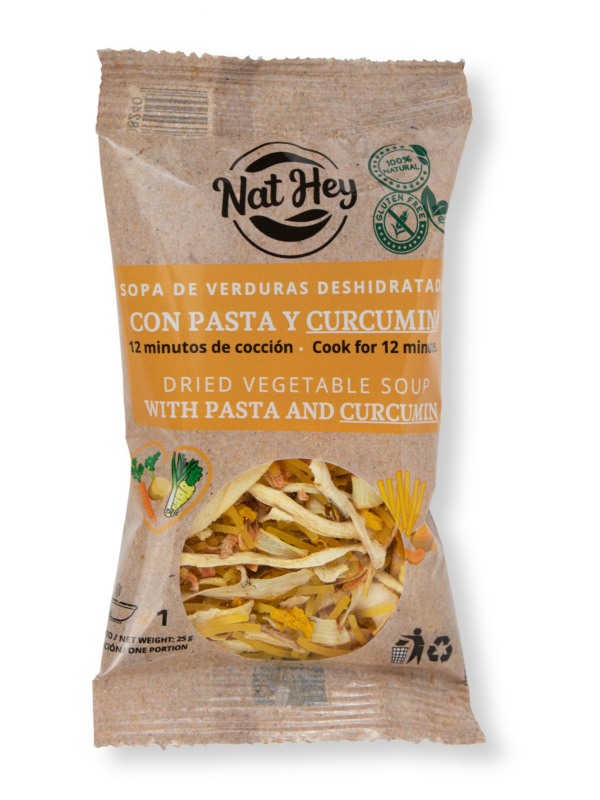 nat hey sopa de verduras deshidratadas con pasta sin gluten y curcumina (1 ración)