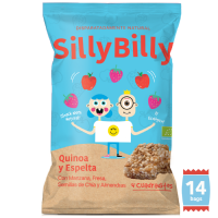 Pack 14: snack bio de quinoa, espelta, manzana, fresa, almendras y chía.