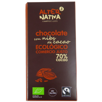 CHOCOLATE 70% CON NIBS DE CACAO BIO-FT. 80GR