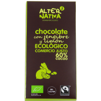 CHOCOLATE 60% CACAO CON JENGIBRE Y LIMÓN BIO-FT. 80G