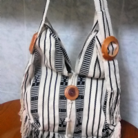 Bolso ARTESANAL ECO BLANCO 100% HECHO  A MANO , GRANDE